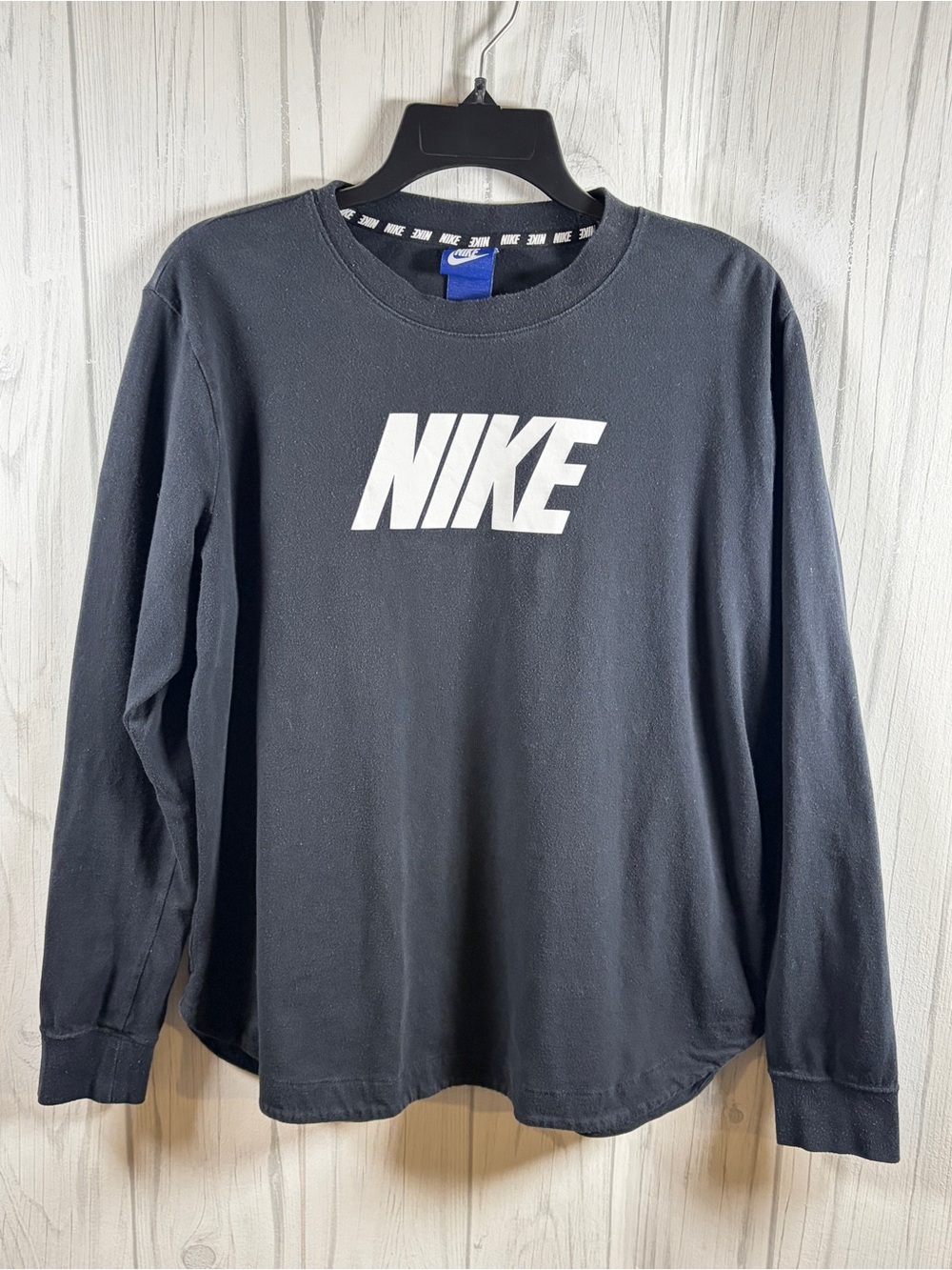 Vintage Y2K NIKE Long-Sleeve Logo T-Shirt | Black | Made in Malaysia | Large